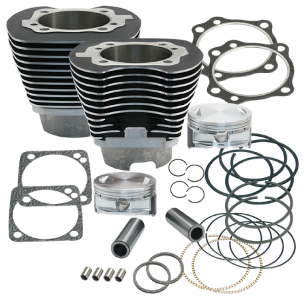 S&S Cycle 99-06 BT 4 1 8in Bore Cylinder & Piston Kit Early Production T111 Engines - Wrinkle Black Online now