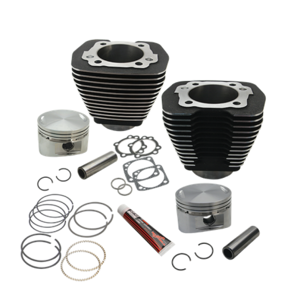 S&S Cycle 84-99 BT w  Stock Heads 88in 3 5 8in Big Bore Cylinder & Piston Kit - Wrinkle Black Cheap