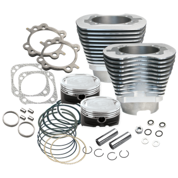 S&S Cycle 99-06 BT 4-1 8in Bore Cylinder & Piston Kit - Silver For Sale