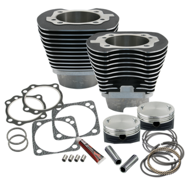 S&S Cycle 99-06 BT 4-1 8in Bore Cylinder & Piston Kit - Wrinkle Black Discount