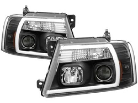 Spyder 04-08 Ford F-150 Projector Headlights - Light Bar DRL - Black PRO-YD-FF15004V2-LB-BK Online Sale