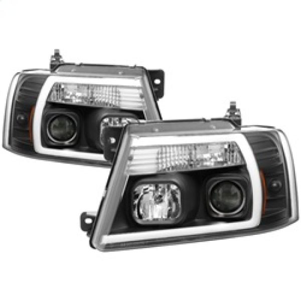 Spyder 04-08 Ford F-150 Projector Headlights - Light Bar DRL - Black PRO-YD-FF15004V2-LB-BK Online Sale