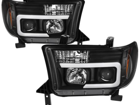 Spyder 08-13 Toyota Sequoia Projector Headlights - Light Bar DRL - Black PRO-YD-TTU07V2-LB-BK For Discount