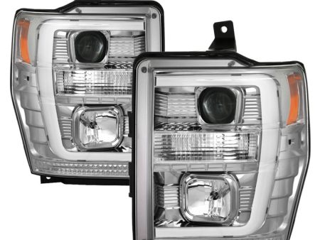 Spyder 08-10 Ford F-250 Super Duty V2 Light Bar DRL Projector Headlights - Chrm (PRO-YD-FS08V2-LB-C) Discount