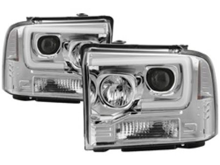 Spyder 05-07 Ford F250 350 450 SD Ver 2 Proj Headlights - Light Bar DRL - Black PRO-YD-FS05V2-LB-C Fashion