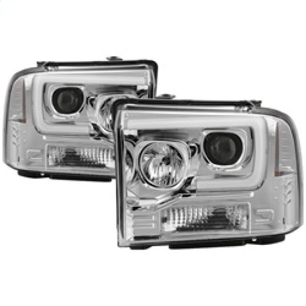 Spyder 05-07 Ford F250 350 450 SD Ver 2 Proj Headlights - Light Bar DRL - Black PRO-YD-FS05V2-LB-C Fashion