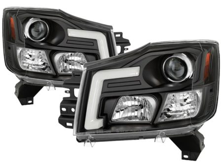 Spyder 04-15 Nissan Titan   04-07 Nissan Armada V2 Projector Headlights - Black PRO-YD-NTI04-DRL-BK Online Hot Sale